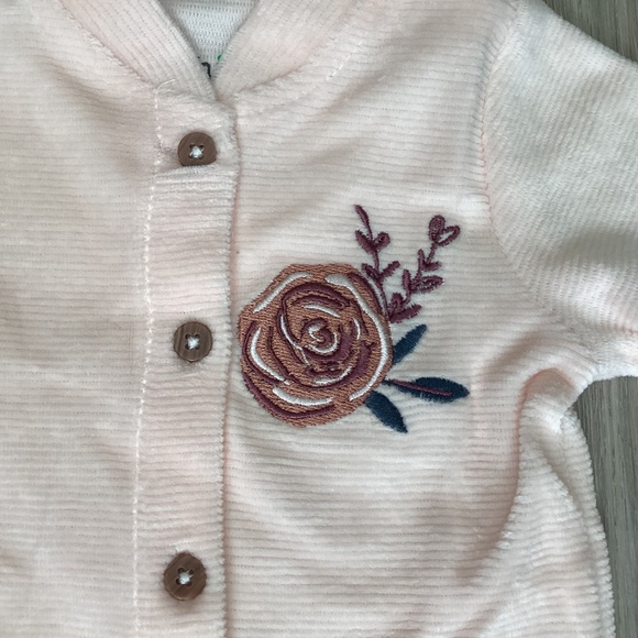 CHICKPEA Baby Girls Cozy Footed Coverall with Headband, 2 Piece Set - Picture 2 of 6